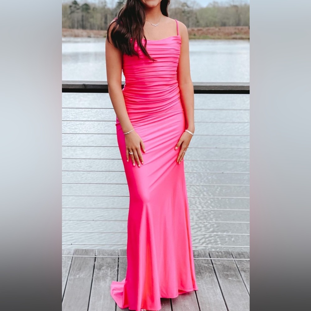 Hot pink prom or formal dress